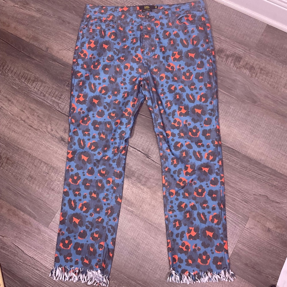 leopard ankle cropped teal orange  lucky & blessed size 18 dopamine maximalist